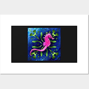 Pink Seahorse in the Ocean Posters and Art